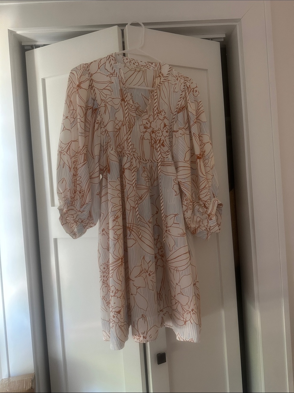 JODIFL White Dress with Rust Floral Print